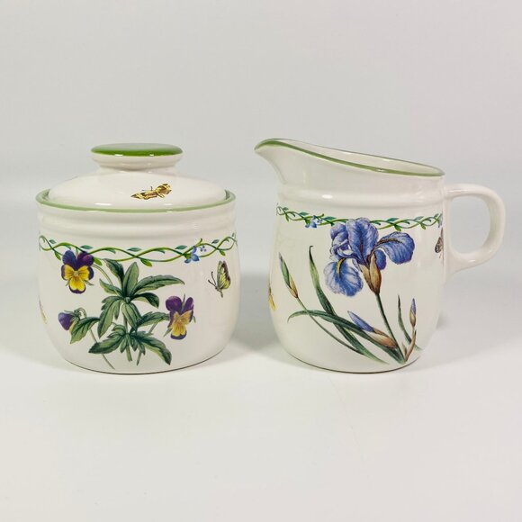 Studio Nova “Garden Bloom” Creamer and Sugar Bowl with Lid - Picture 1 of 12